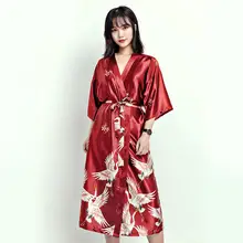 Летняя Сексуальная Женская атласная ночная рубашка, платье, Китайский Свадебный халат, винтажное кимоно юката, ночные халаты больших размеров, пижамы