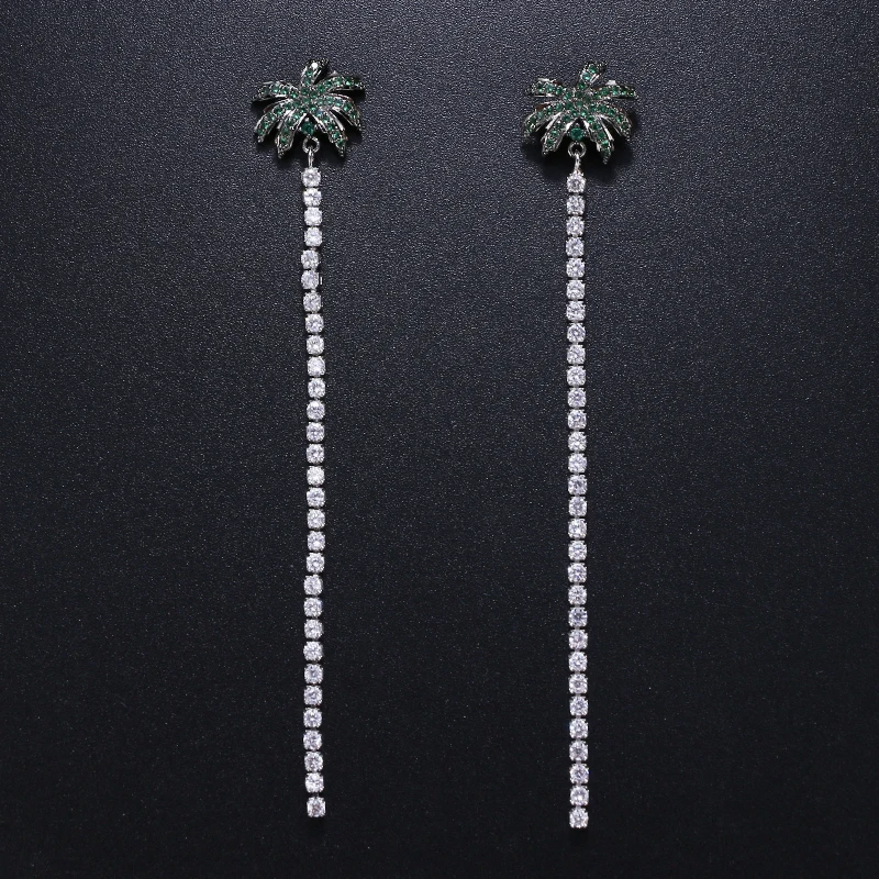 

Emmaya Charm Palm Long Earrings For Women Wedding Party AAA Clear Cubic Zirconia Tassel Earrings Party Wedding