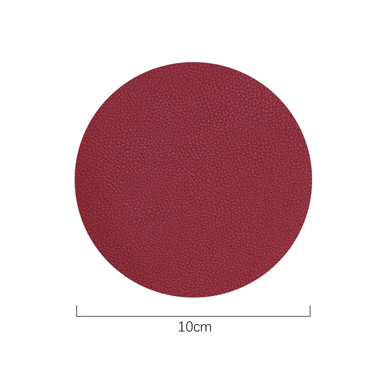 1803 red wine 10 pcs 10 шт простой изоляционный коврик из искусственной кожи, Противоскользящий коврик для чашек, коврик для чайных чашек, коврик для напитков - Цвет: 1803 red wine 10 pcs
