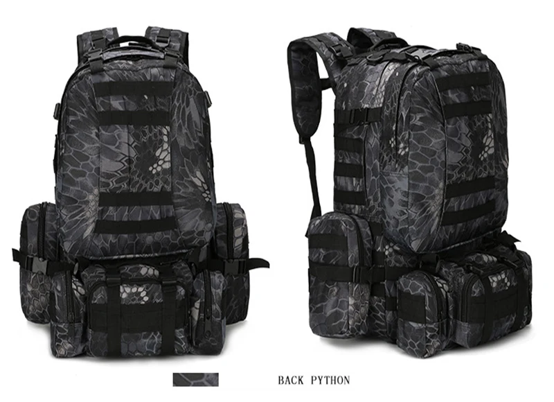 Военный Рюкзак Molle, армейский рюкзак SWAT для выживания на поле, камуфляжная сумка, 55Л, с двойным плечом, большая емкость, ACU, многофункциональный рюкзак для путешествий