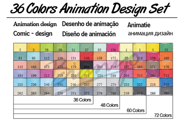 36 animation set FINECOLOUR, двухсторонний во главе с фломастер для скетчей на спиртовой основе 36 48 60 72 Цвета Набор для рисования манга рисунок дизайнерские поставки - Цвет: 36 animation set