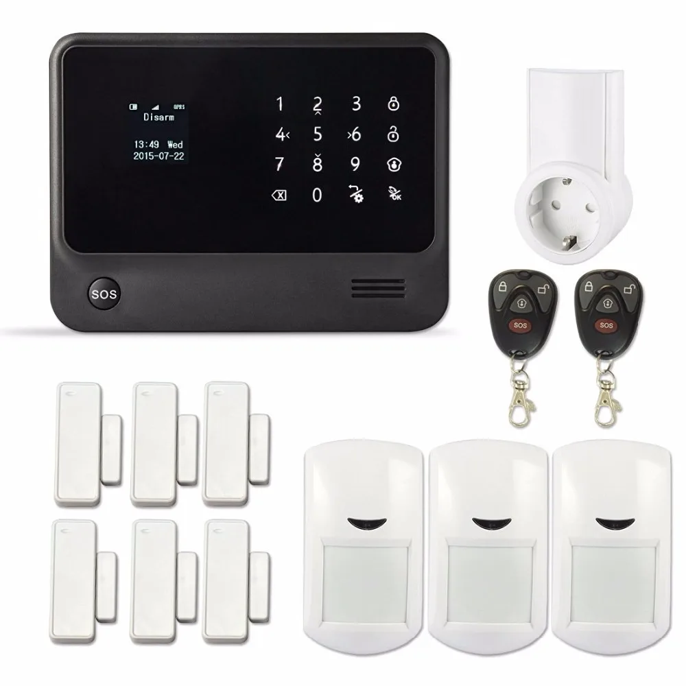 YobangSecurity Touch Keypad Home Protection WI FI GSM Security Alarm System APP Control PIR Detector Door Sensor G90B Socket