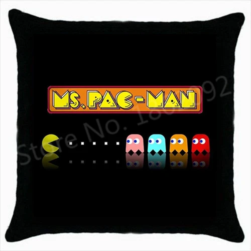 

Novelty Pacman Cushion Cover Black Pacman Throw Pillow Case Funny Pacman Computer Game Gifts Gamer Car Home Decor Two Sides 18"