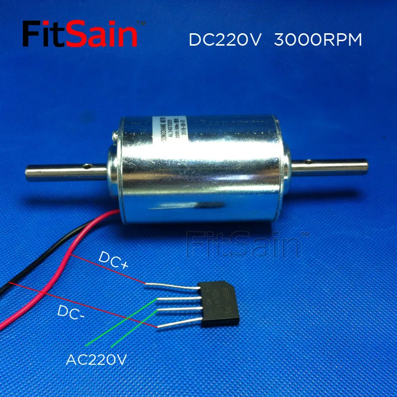 FitSain-DC220V 3000 об/мин Высокое напряжение DC Двигатель Генератор шариковый подшипник высокой мощности двойной выходной вал