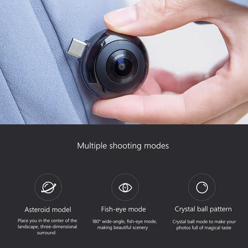  Original Xiaomi MADV Mini Pano-ramic Camera Double 13 Millions Lens APP Live Broadcast 5.5K HD Phot