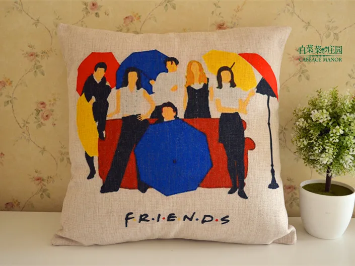 TV Series Shows Friends Hugsy Soft Cotton Hemp Bolster Cushion Pillowcase