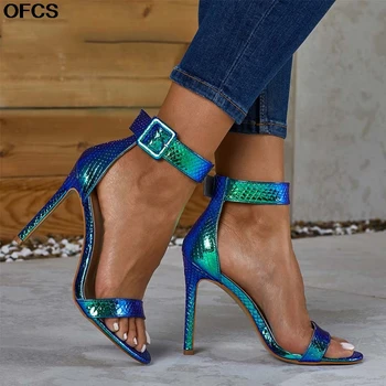 

Summer Serpentine Sandals Women PeepToe High Heel Sexy Sandals Buckle Strap Ankle-wrap Ladies Sandals Club Shoes For Women