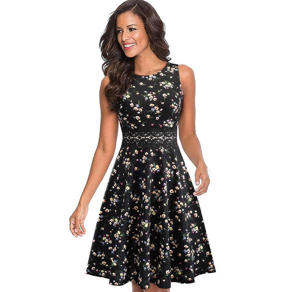 Nice-forever Vintage Elegant Embroidery Floral Lace Patchwork vestidos A-Line Pinup Business Women Party Flare Swing Dress A079 78 Nice-forever Vintage Elegant Embroidery Floral Lace Patchwork vestidos A-Line Pinup Business Women Party Flare Swing Dress A079 78