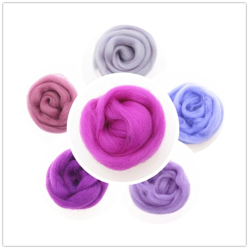 

50/100g/ Purple Color Series Wool Fibre Flower Animal Wool Felting Handmade Spinning DIY Craft Materials Tool Felt Felting Wool