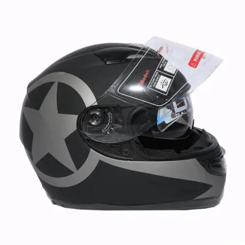 Buy Motorbike DOT Star Matte Black Dual Visor Full