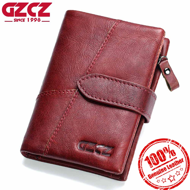 

GZCZ Women Wallet 2018 Genuine Leather Short Purses Coin Purse Female Small Portomonee Rfid Walet Lady Perse For Girls Money Bag