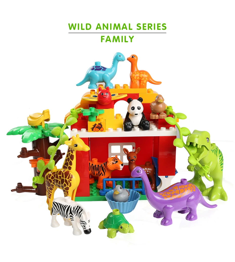 DIY строительные блоки животные серии модели динозавр олень панда слон Пингвин фигурки блоки игрушки для детей