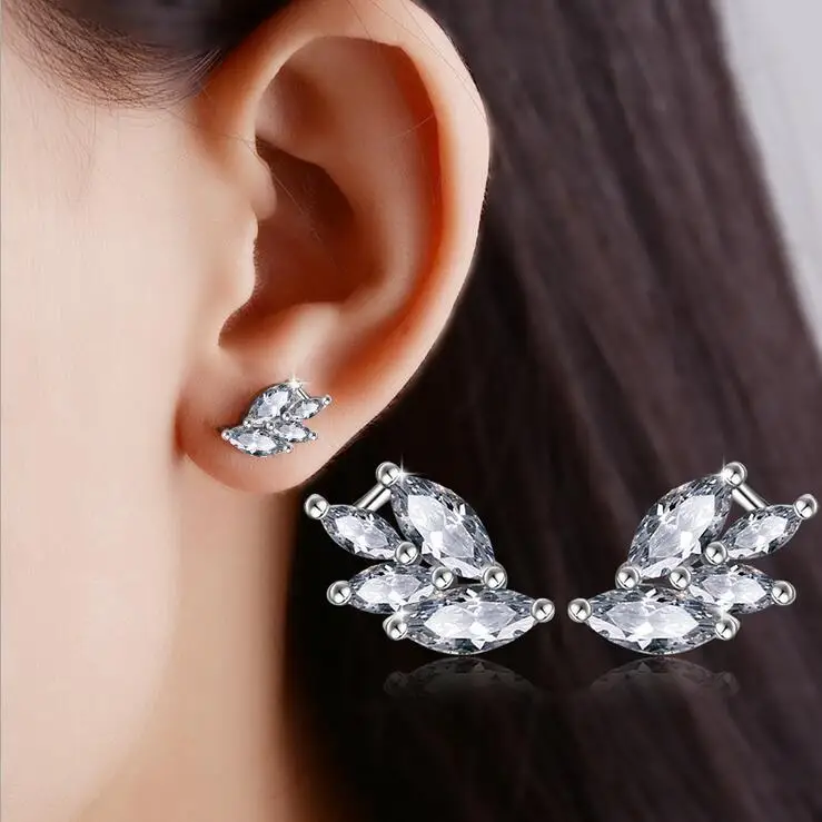 

2017 new arrival hot sell fashion shiny CZ diamond 925 sterling silver ladies`stud earrings jewelry gift wholesale drop shipping
