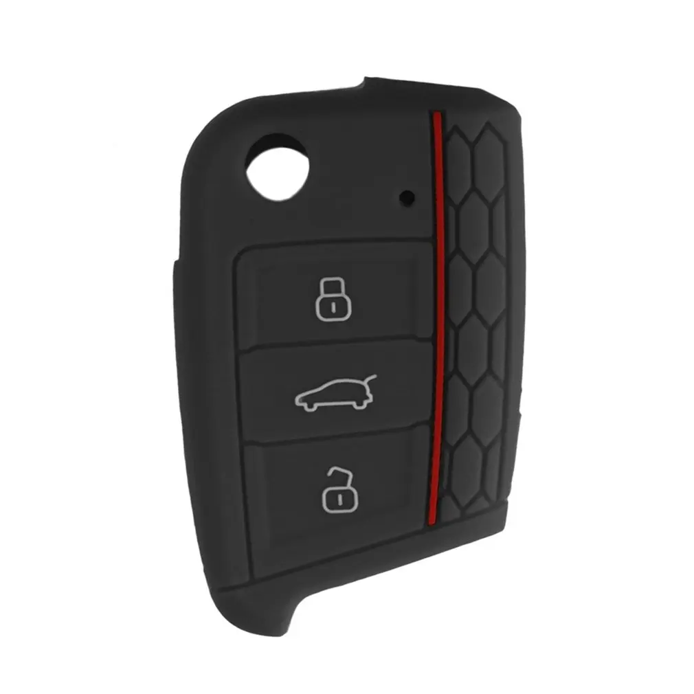 

New Silicone Key Cover Case With Red Stripe For Volkswagen Golf 7 MK7 Keyring Hot Selling