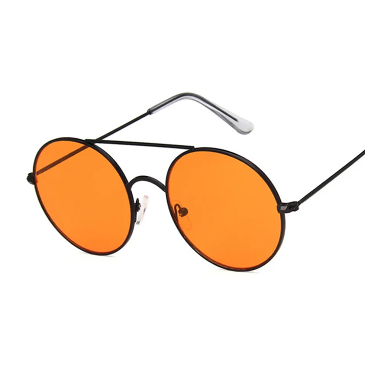 Винтажные металлические круглые солнцезащитные очки для женщин, индивидуальные черные большие красные солнцезащитные очки, женские солнцезащитные очки UV400 - Цвет линз: BlackOrange