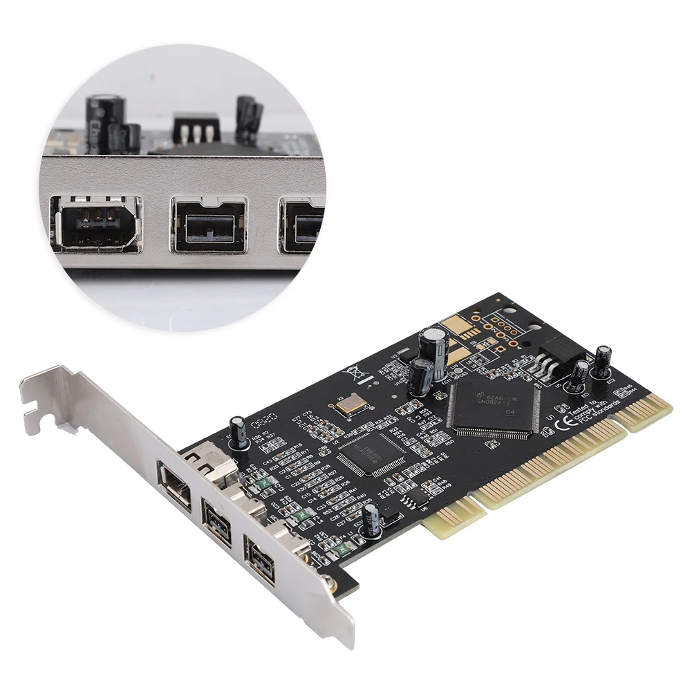 PCI зарядное устройство с 3 usb-портами для Firewire 800 1394 б/у(2B1A) Карта видеозахвата 800 Мбит/с Карта контроллера адаптер