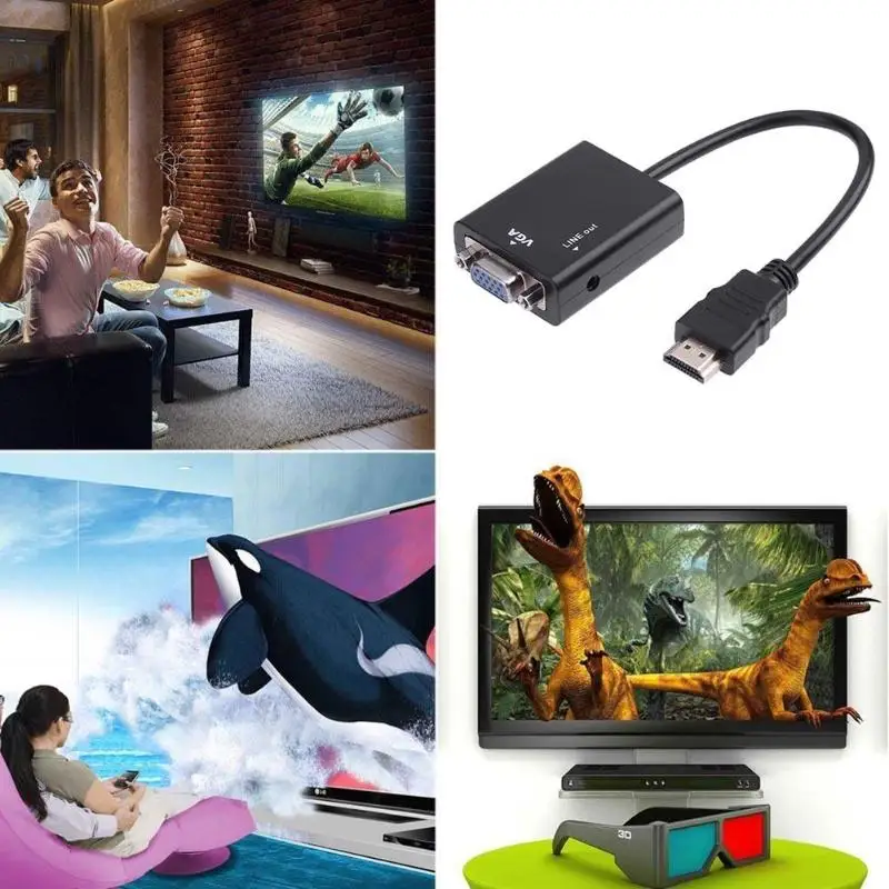 HDMI Male-VGA Male 1080P HDTV видео преобразователь адаптер с аудио кабелем