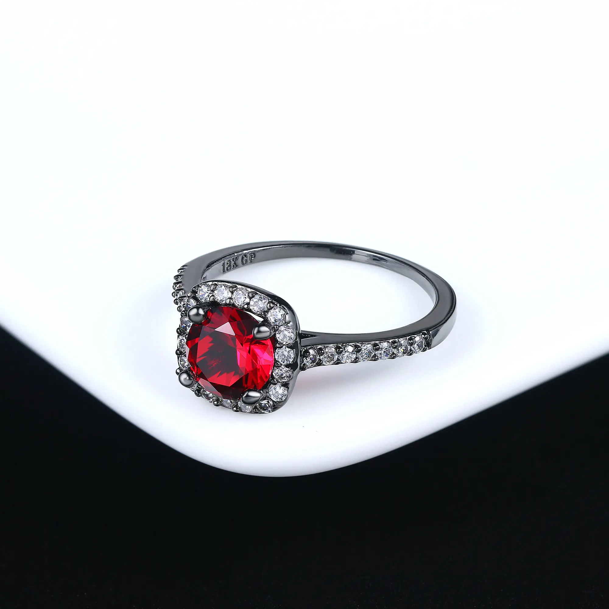 Серебряное изысканное модное квадратное кольцо для свадьбы и помолвки с AAA+ CZ кристаллами, ювелирные изделия для женщин R531 - Цвет основного камня: red black gold