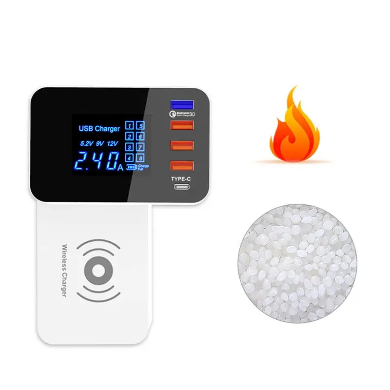 QC3.0 10W Тип C QI Беспроводное быстрое зарядное устройство портативное 4 порта