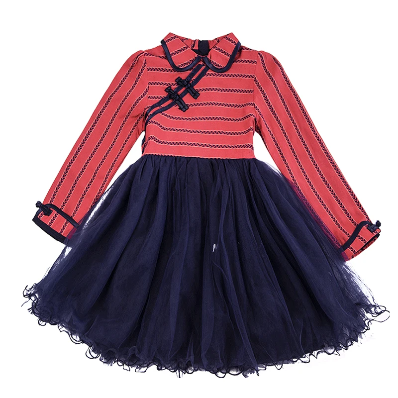 

Baby Cheongsam For Girls Dress Spring Autumn Chinese Style Dress For Children Mesh Princess Dress 2 4 6 8 12 Years Kids Clothes
