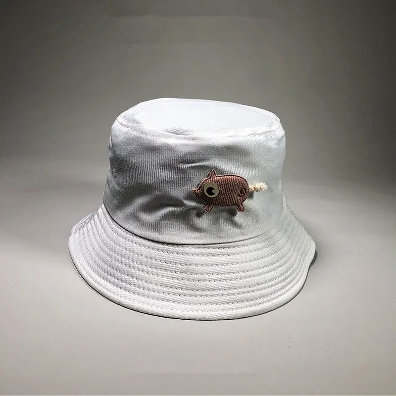 Шляпа женская мода рисунок из мультфильма Рыбацкая шляпа Открытый Зонтик для досуга крышка студент Кепка мужчин ведро шляпы солнца - Цвет: Белый