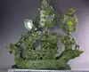 38cm Large Chinese Hand Carved 100% Natural Jade Dragon Incense statue Dragon Boat NT 4
