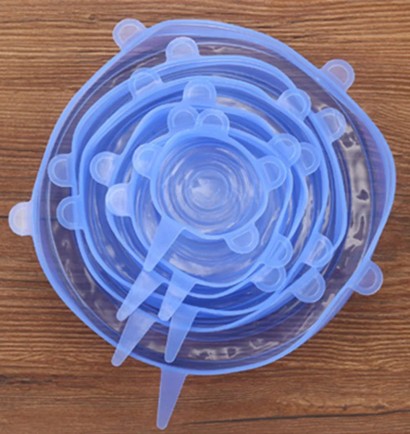 QuickDone 6 шт. Мягкая силиконовая крышка вакуумная сохраняющая свежесть кухонная сковорода пробирка герметичная растягивающаяся крышка горшок AKC6064 - Цвет: Blue