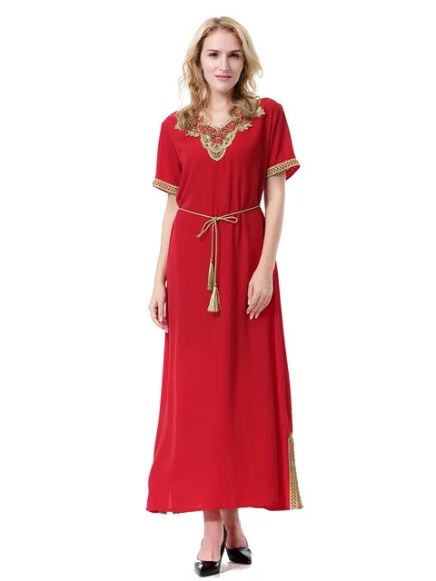 Muslim Abaya Formal Dress Short Sleeve Summer Clothing Maxi Robe Hijabs Ramadan Kaftan Saudi Arab Dubai Middle Eastern Dresses