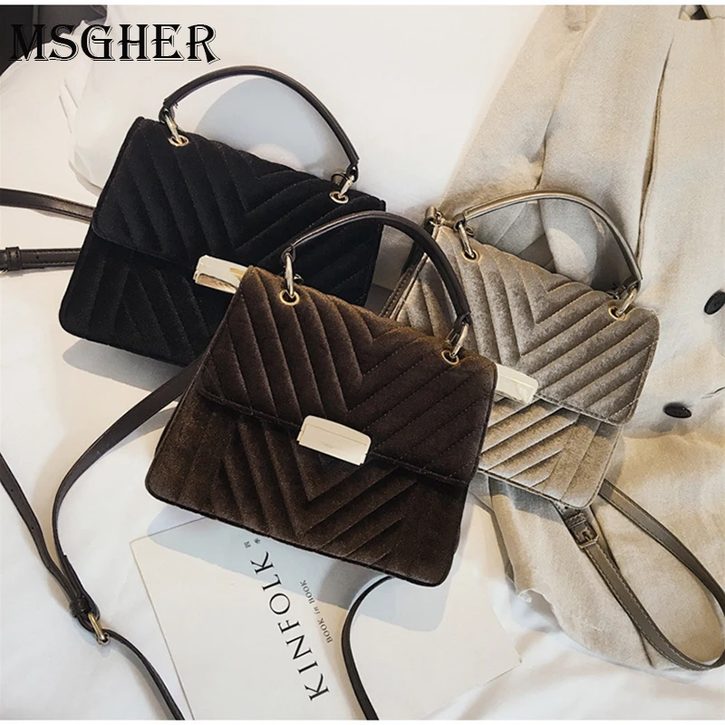 MSGHER Women Messenger Bag Velour handbag Suede Chain Quilted Shoulder Bags Turn the lock Ladies Luxury Flap Crossbody Bags MSGHER Women Messenger Bag Velour handbag Suede Chain Quilted Shoulder Bags Turn the lock Ladies Luxury Flap Crossbody Bags