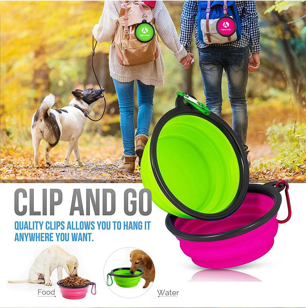 Dog Bowl Pet Collapsible Bowls for Cats Dogs Outdoor Travel Portable Puppy  Food Container Feeder Silicone Dish 350/1000ml - AliExpress