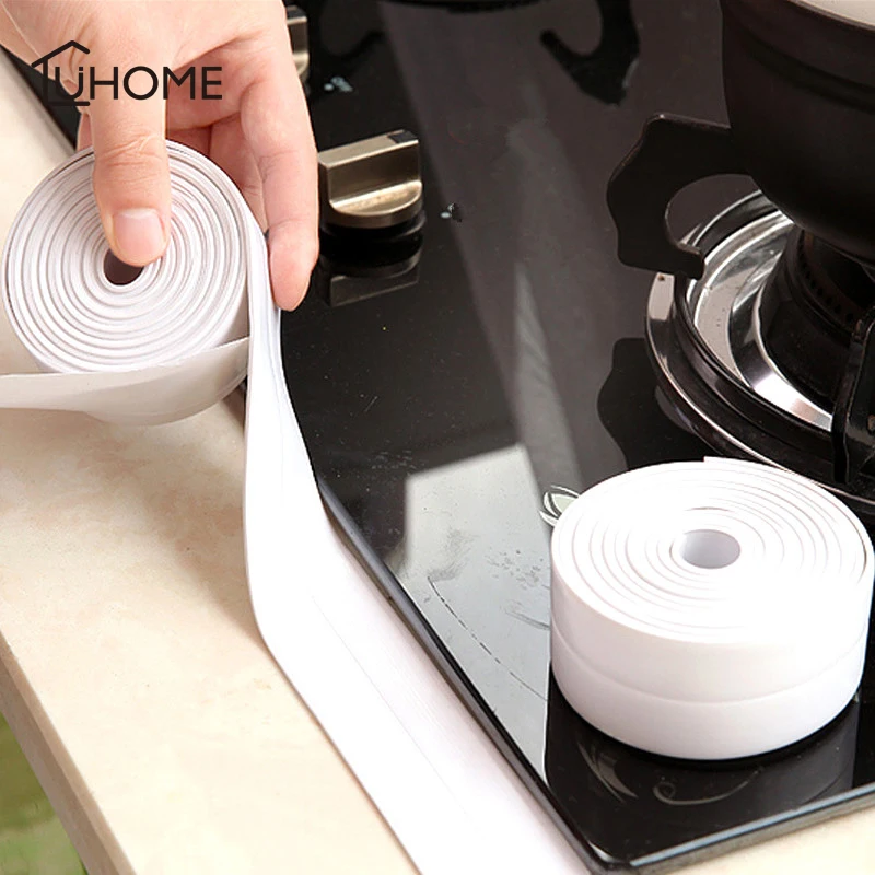 

1 Roll PVC Kitchen Bathroom Corner Wall Stickers Waterproof Moldproof Wall Sealing Tape Stickers Household Tapes 3.2mx3.8cm