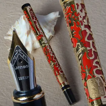 

JINHAO 5000 RED AND GOLDEN MEDIUM NIB FOUNTAIN PEN DRAGON EMBOSSED
