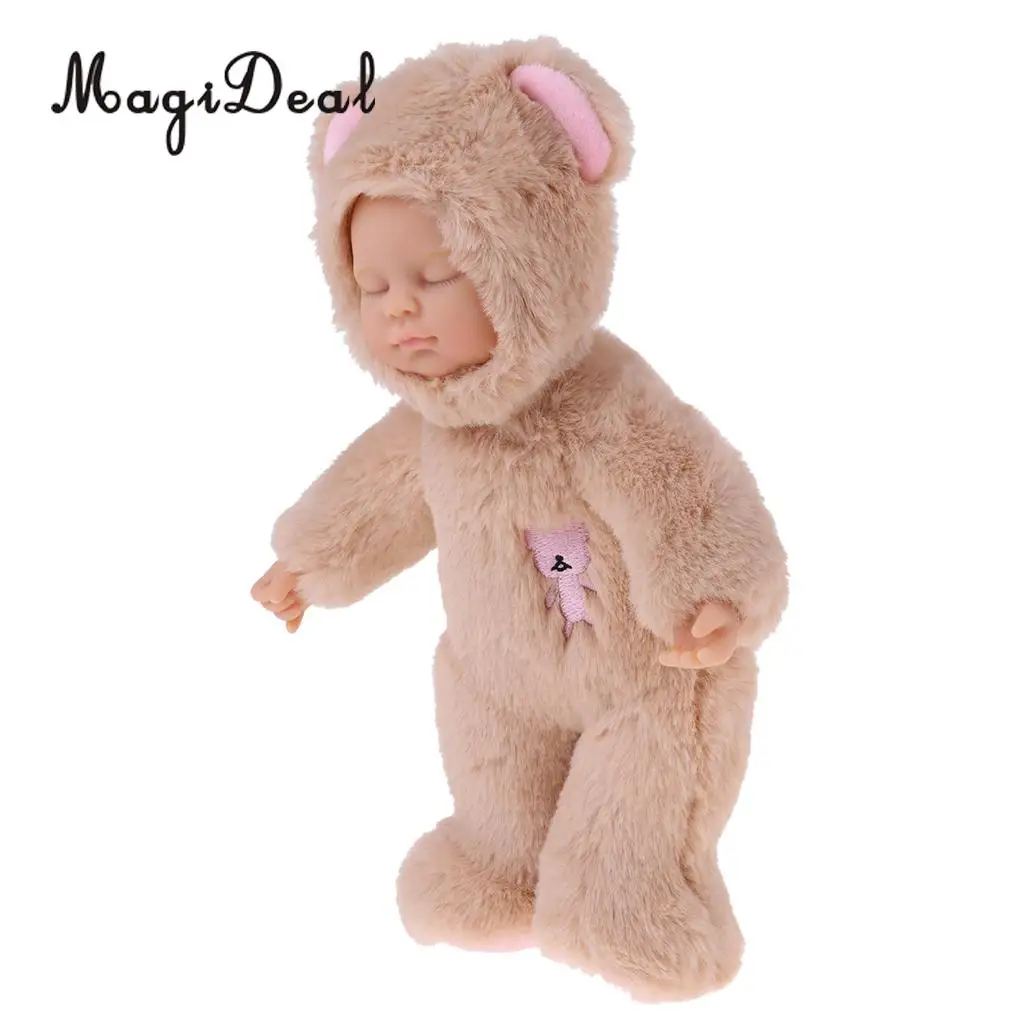 Realistic Sleeping Newborn Baby Dolls Silicone Lifelike Baby Toys Wearing Plush Romper Kids Toy Gift Playmate 