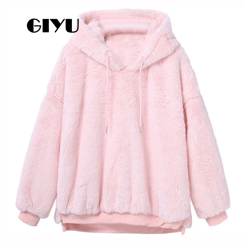 GIYU Autumn Solid Fur Hoodies Women Long Sleeve Casual Basic Sweatshirt Female Hairy camiseta mujer GIYU Autumn Solid Fur Hoodies Women Long Sleeve Casual Basic Sweatshirt Female Hairy camiseta mujer