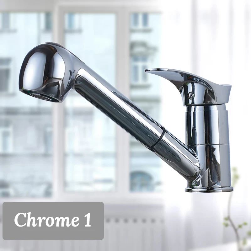Кухонный кран с поворотом на 360 градусов, кран для кухонной раковины, водосберегающий полированный черный смеситель для раковины, латунный кран - Цвет: Chrome 1