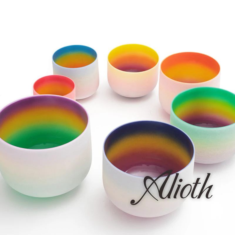 

7 Inch Rainbow Colored Crystal Singing Bowl in various Note for Chakra Balancing/Yoga/Meditation/Sound Therapy
