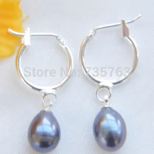 Xiuli 00221 8x10 ММ ЧЕРНЫЙ РИС ЖЕМЧУГ ПРЕСНОВОДНЫХ МОТАТЬСЯ СЕРЬГИ 2 шт