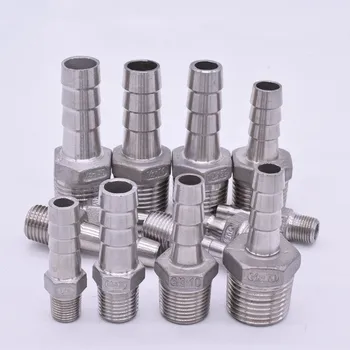 

5pcs Hose Barb I/D 14mm x 1/2" BSPT Male Thread 304 Stainless steel coupler Splicer Connector fitting for Fuel Gas Water