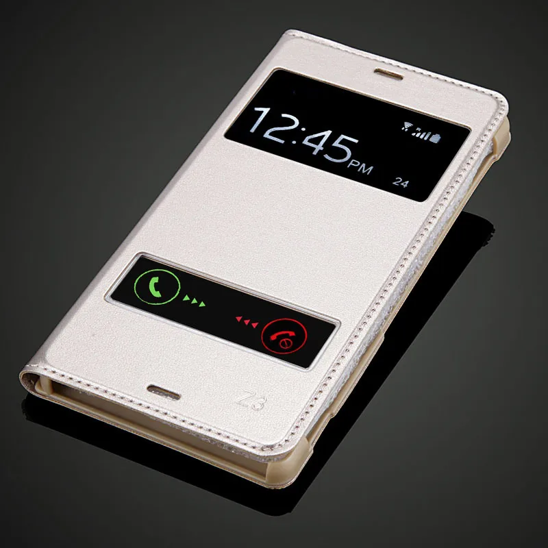 Флип-чехол из искусственной кожи для Sony Xperia Z3 D6603 D6643 D6653 D6616 D6633 с окошками корпусом