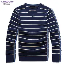 Высококачественные весенне-осенние мужские полосатые трикотажные свитера с v-образным вырезом Повседневная хлопковая трикотажная одежда модные мужские пуловеры