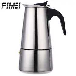 Fimei Портативный Нержавеющая сталь Кофе Maker мокаччино Percolator плита Cafeteira эспрессо с 100 мл 200 мл 300 мл 450 мл