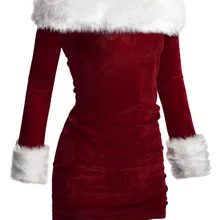 Роскошный бархатный костюм Санта-Клауса для девочек, сексуальные взрослые женские рождественские костюмы, новогодние нарядные платья