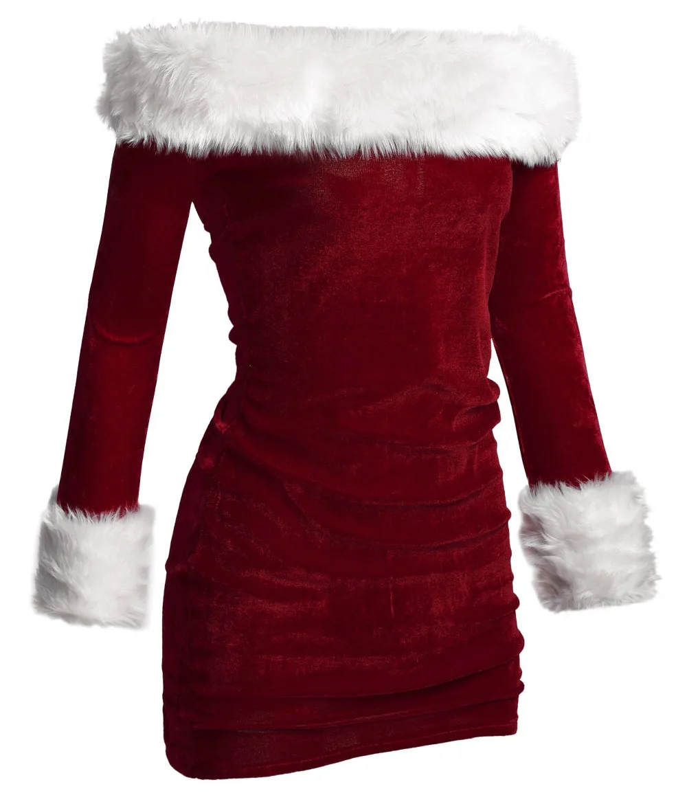 

Deluxe Velvet Santa Claus Costume For Girls Sexy Adult Women Christmas Costumes New Year Fancy Dresses