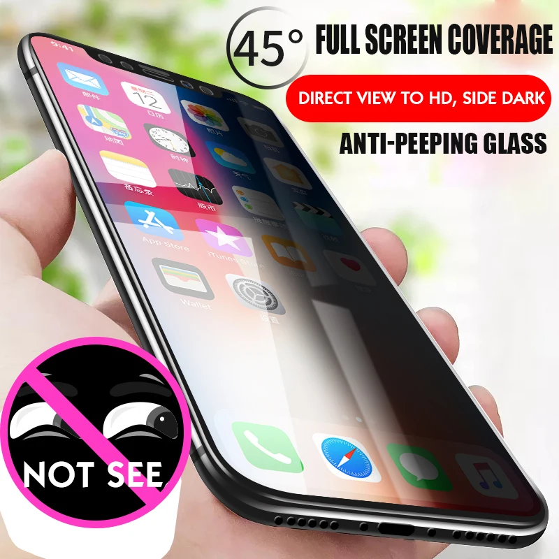 

IIRROONN Privacy Screen Protector For i hone 6 S 7 8 X Anti-Peep Tempered Glass For iPhone 8 7 6 plus X Privacy Film Protection
