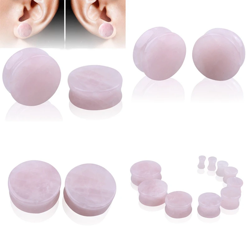 Natural Stone Single Flared Ear Plugs Tunnels Opals Amethysts Organic Ear Gauges Expander Women