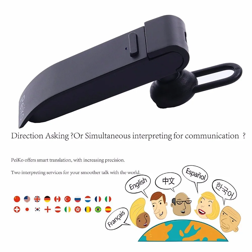 Peiko микрофон Смарт Bluetooth переводчик гарнитура 20 языков интеллектуальное