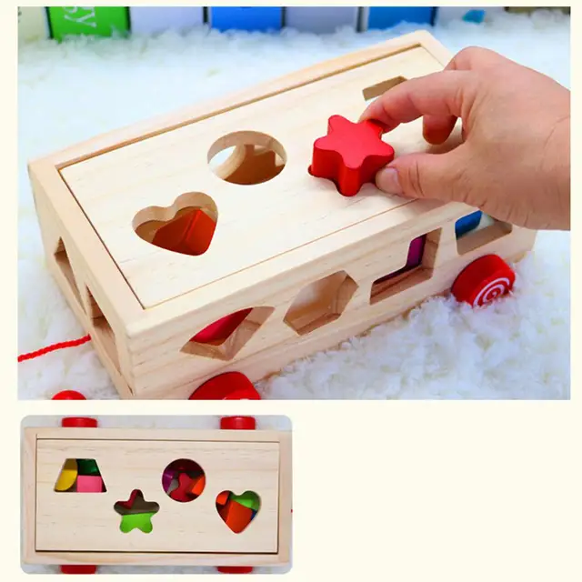 16 Holes Intelligence Box Wooden Different Shape Sorter Baby Matching