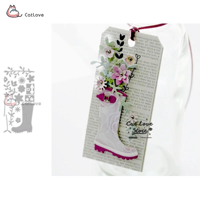 

Rain Boots Flower Metal Cutting Dies Stencils For DIY Scrapbooking Paper Card Decorative Craft Dies Embossing Die Cuts New 2019