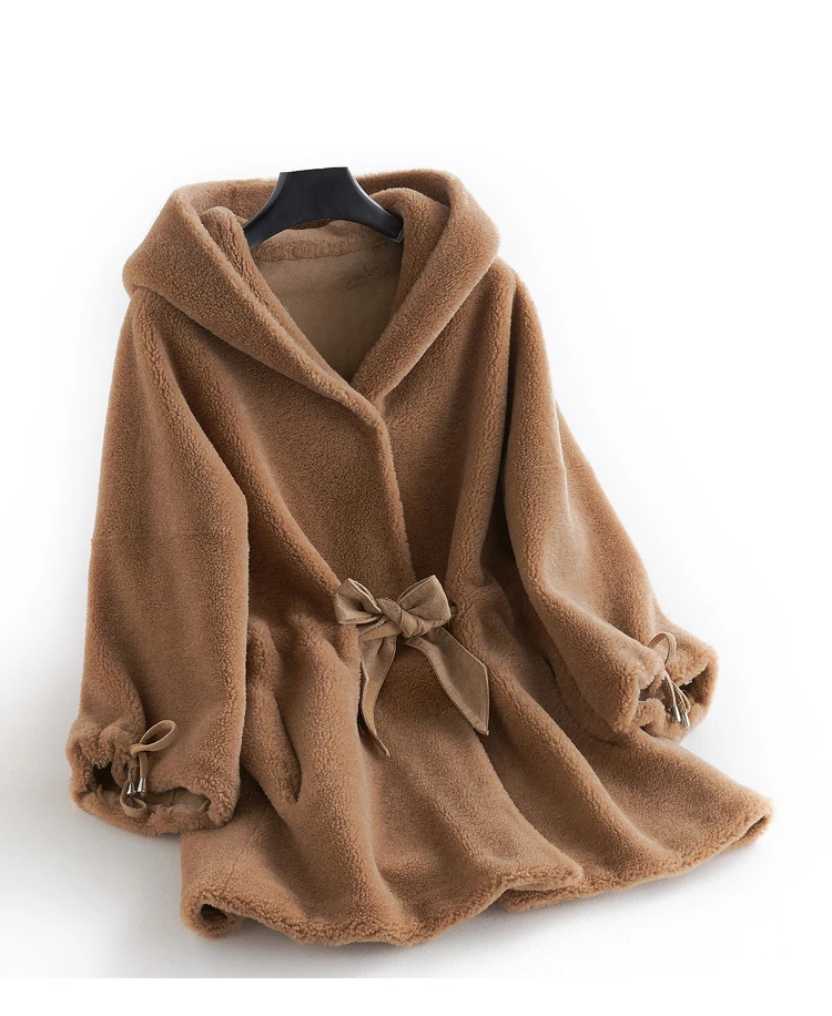 Женское меховое пальто, Корейская шерстяная куртка, зимнее пальто, женская одежда, женские топы из овечьей шерсти с капюшоном, Abrigo Mujer ZT1099