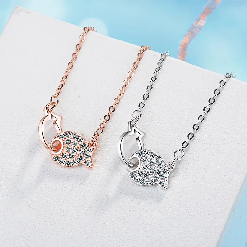 trendy cubic zirconia fish necklace (2)